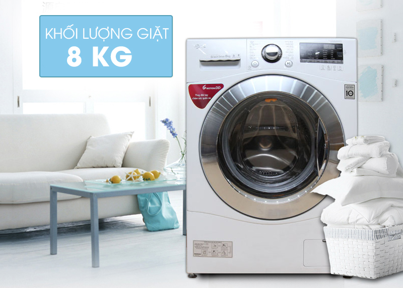 Máy giặt LG 8 kg F1208NPRW với thiết kế kiểu dáng tinh tế và sang trọng