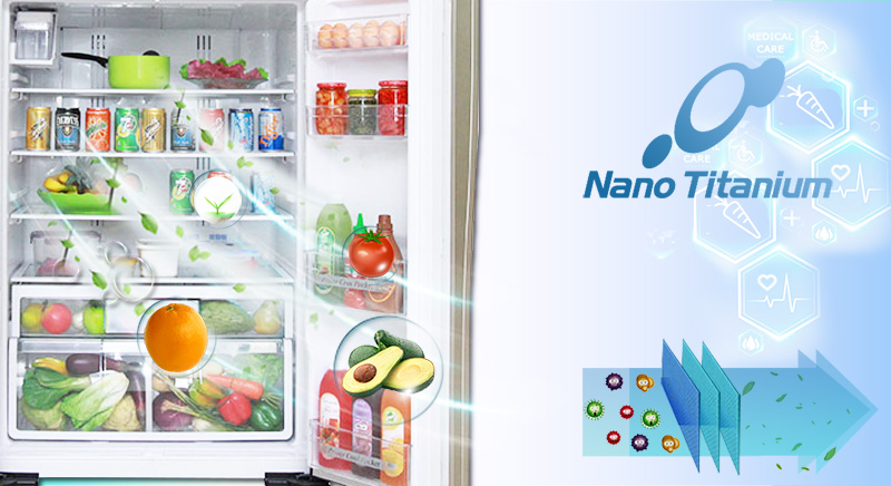 Hiệu quả cao với công nghệ Nano Titanium với tủ lạnh R-W660PGV3
