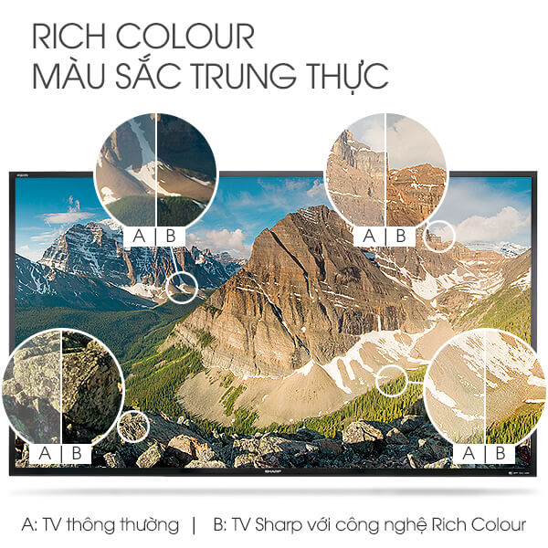 Với Rich Colour - Màu sắc trên TV Sharp 50UA330X được tái tạo lại một cách trung thực nhất