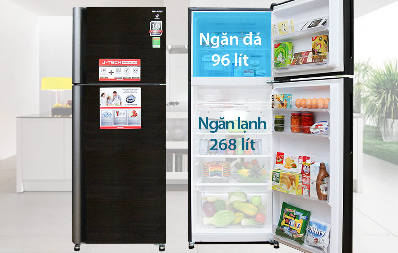 Tủ lạnh Sharp 397 lít SJ-XP400PG-BK thiết kế ngăn đá trên tiện lợi