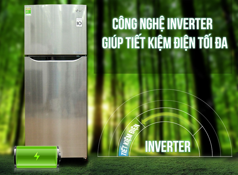 Công nghệ Smart Inverter tính năng bền bỉ, tiết kiệm năng lượng tối đa của tủ lạnh LG 189 lít GN-L205 BS.