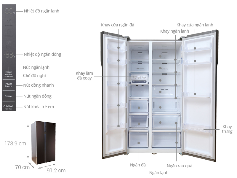 Thông số kỹ thuật của tủ lạnh Samsung RS552NRUA9M/SV