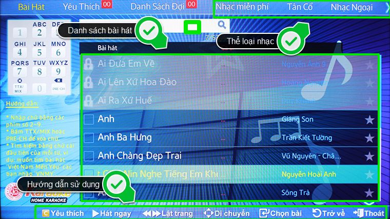 Giao diện hát karaoke trên smart tivi samsung 