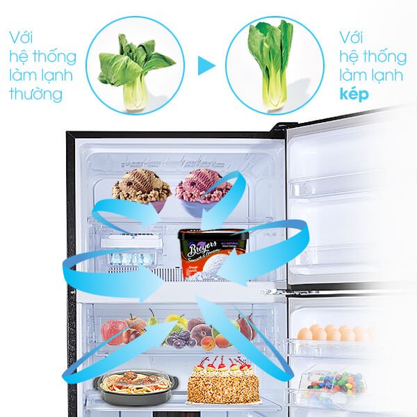 Công nghệ làm lạnh kép hiệu quả của tủ lạnh Sharp SJ-XP590PG-BK