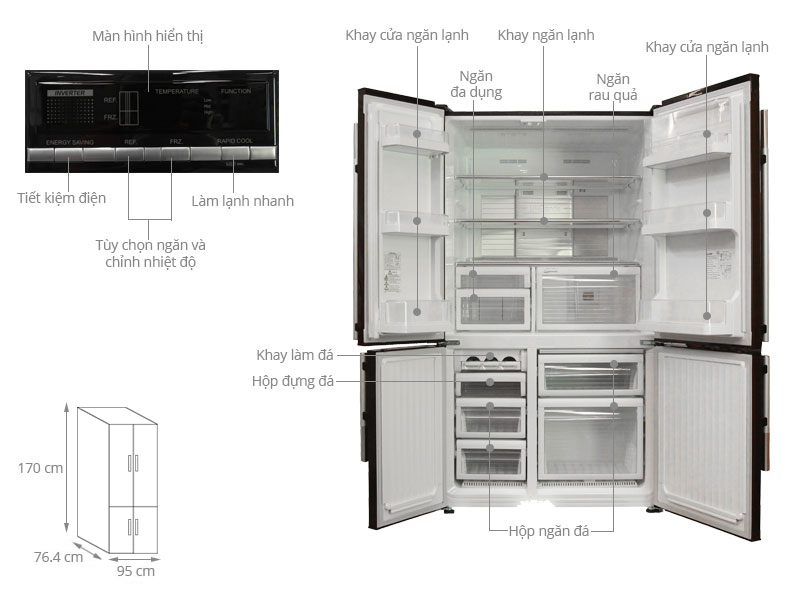  Thiết kế các ngăn bên trong của tủ lạnh Mitsubishi Electric 