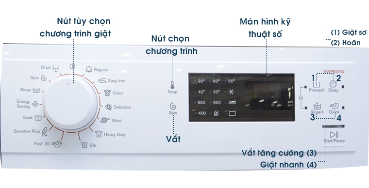  Bảng điều khiển của máy giặt Electrolux 7kg