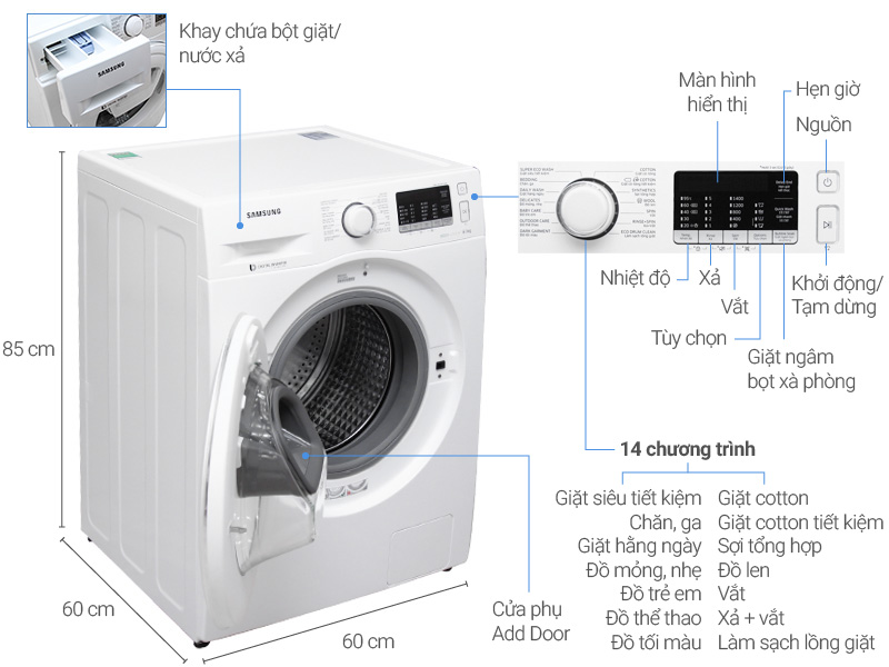  Thông số kỹ thuật của chiếc máy giặt Samsung