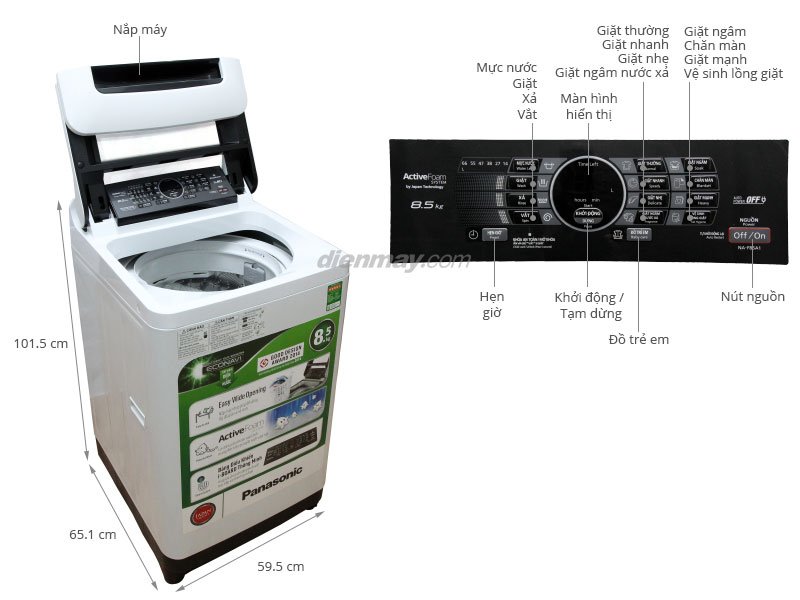 Thông số kỹ thuật của dòng máy giặt Panasonic NA-F85G1WRV 8.5 kg