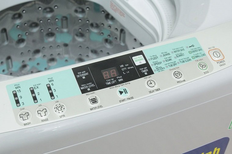 Bảng điều khiển của máy giặt hitachi cửa trên