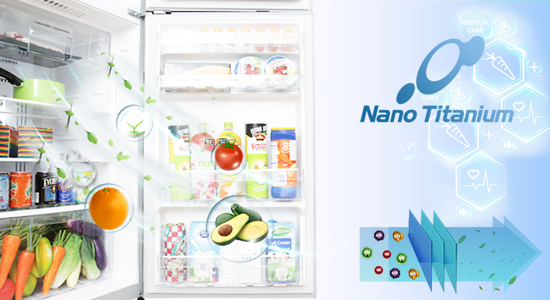  Bộ lọc Nano Titanium giúp không khí bên trong tủ luôn tươi mới, thực phẩm được bảo quản ngon hơn
