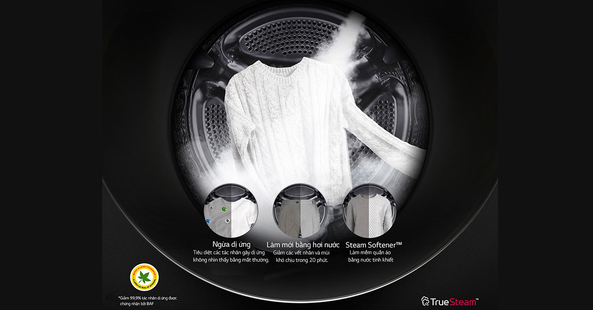 Công nghệ hơi nước True steam - Máy giặt LG Inverter 10.5 kg FG1405S3W
