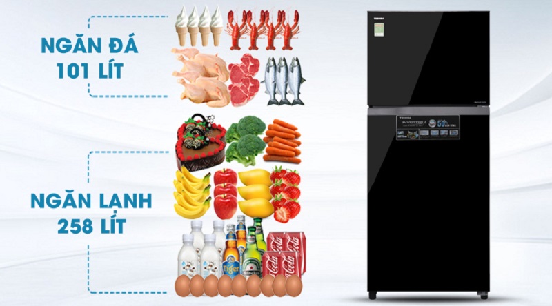 Bảo quản thoải mái với dung tích tới 359 lít - Tủ lạnh Toshiba Inverter 359 lít GR-AG41VPDZ XK1
