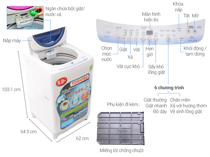 máy giặt cửa trên toshiba aw-b1000gv 9kg