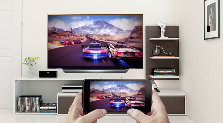 Chiếu lên màn hình Smart Tivi OLED LG 4K 65 inch 65C8PTA với tính năng Screen Mirroring