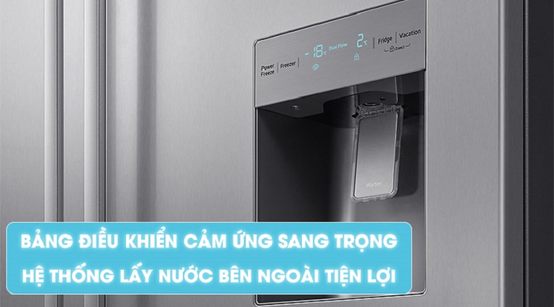 Thiết kế bảng điều khiển và ngăn lấy nước bên ngoài tiện dụng - Tủ lạnh Samsung Inverter 538 lít RS52N3303SL/SV