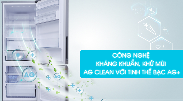 Công nghệ kháng khuẩn, khử mùi Ag Clean với tinh thể bạc Ag+ - Tủ lạnh Panasonic Inverter 290 lít NR-BV329QSV2
