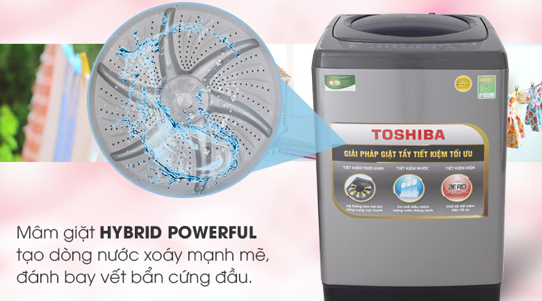 Mâm giặt Hybrid Powerful - Máy giặt Toshiba 9 Kg AW-H1000GV SB