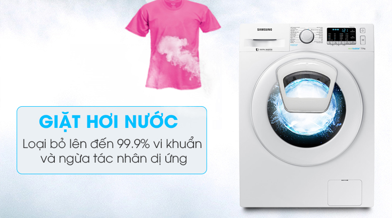 Giặt hơi nước - Máy giặt Samsung AddWash Inverter 7.5 kg WW75K52E0WW/SV
