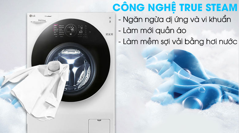 Giặt hơi nước True steam - Máy giặt sấy LG Inverter 10.5 kg FG1405H3W1