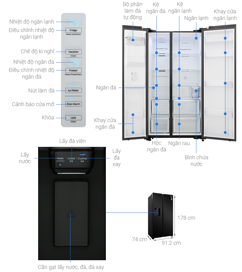 Tủ lạnh Samsung Inverter RS62R53012C/SV
